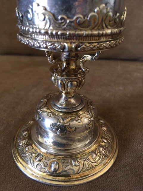 Coupe Sur Pied Baroque En Argent Et Vermeil-photo-3