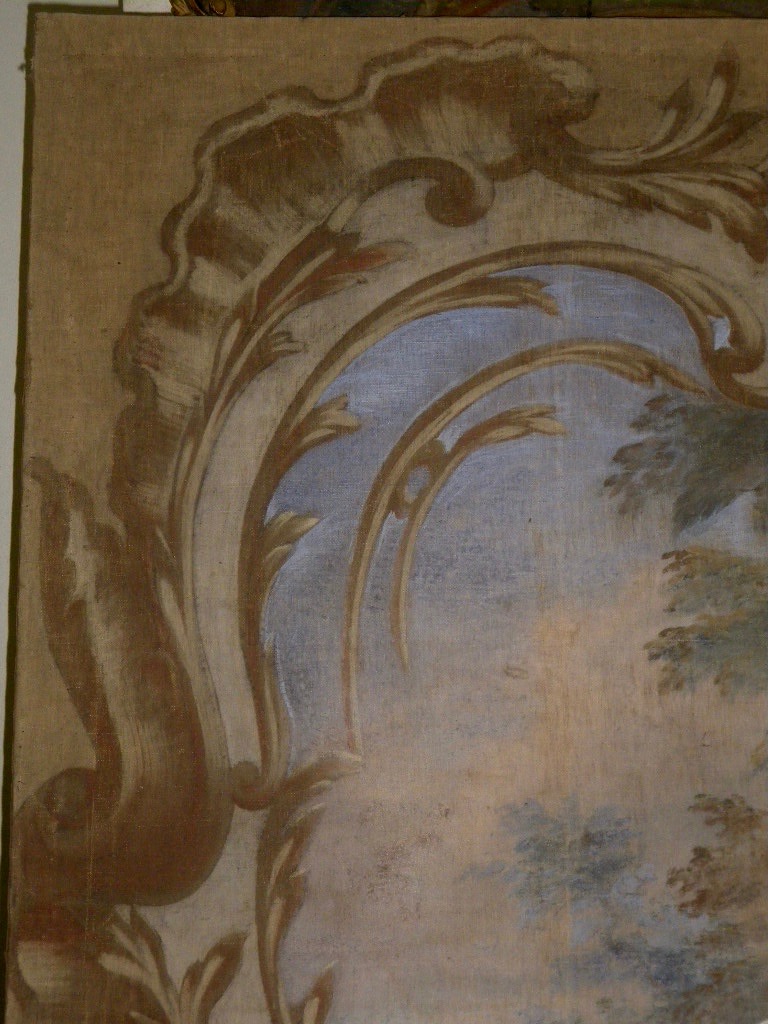 Grande toile peinte provençale XVIIIe-photo-1