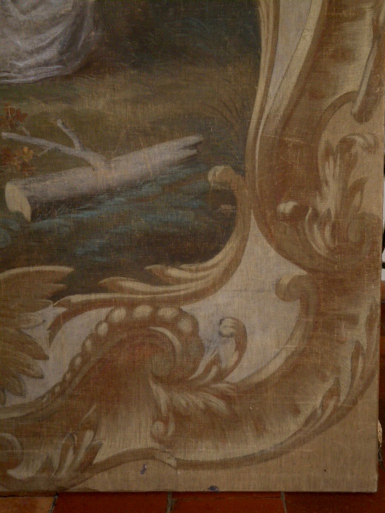 Grande toile peinte provençale XVIIIe-photo-6