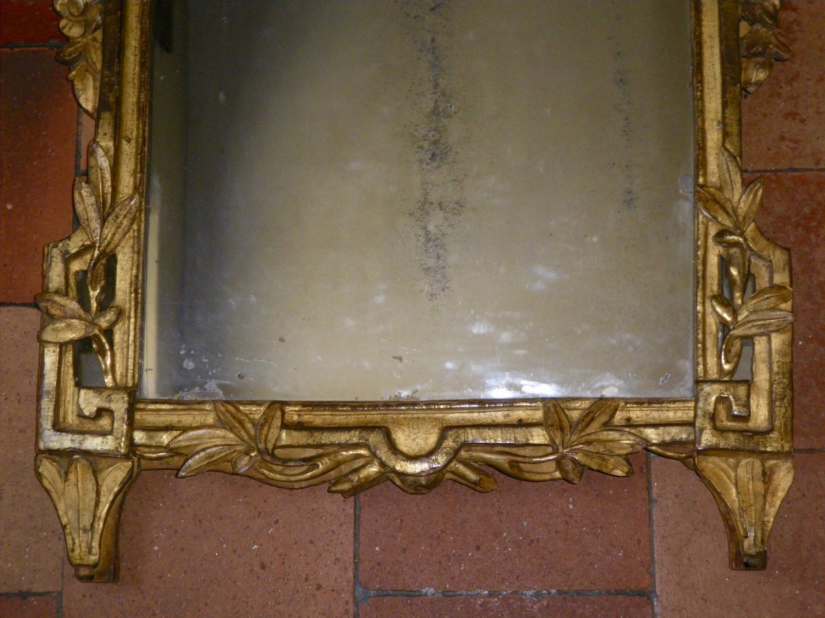 Miroir En Bois Sculpté Et Doré d'époque Louis XVI-photo-1
