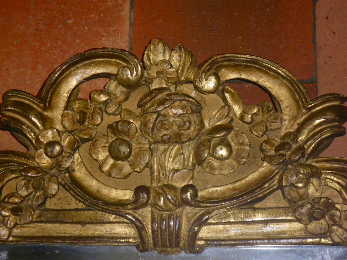 Miroir En Bois Sculpté Et Doré d'époque Louis XVI-photo-7