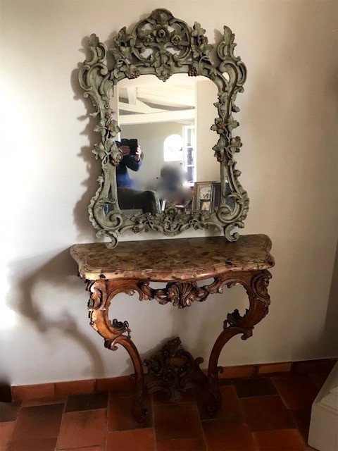 Console époque Louis XV chêne XVIIIe-photo-8