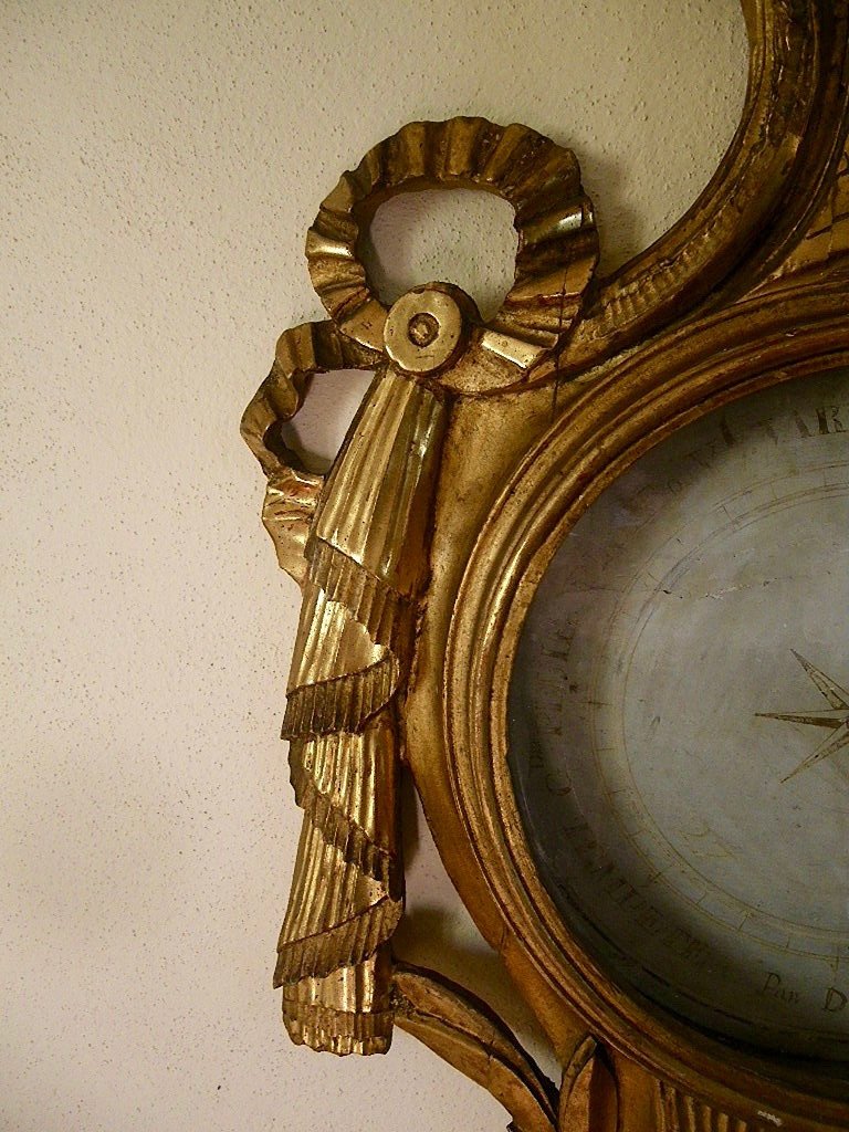 Louis 16 Period Giltwood Barometer 18th-photo-4