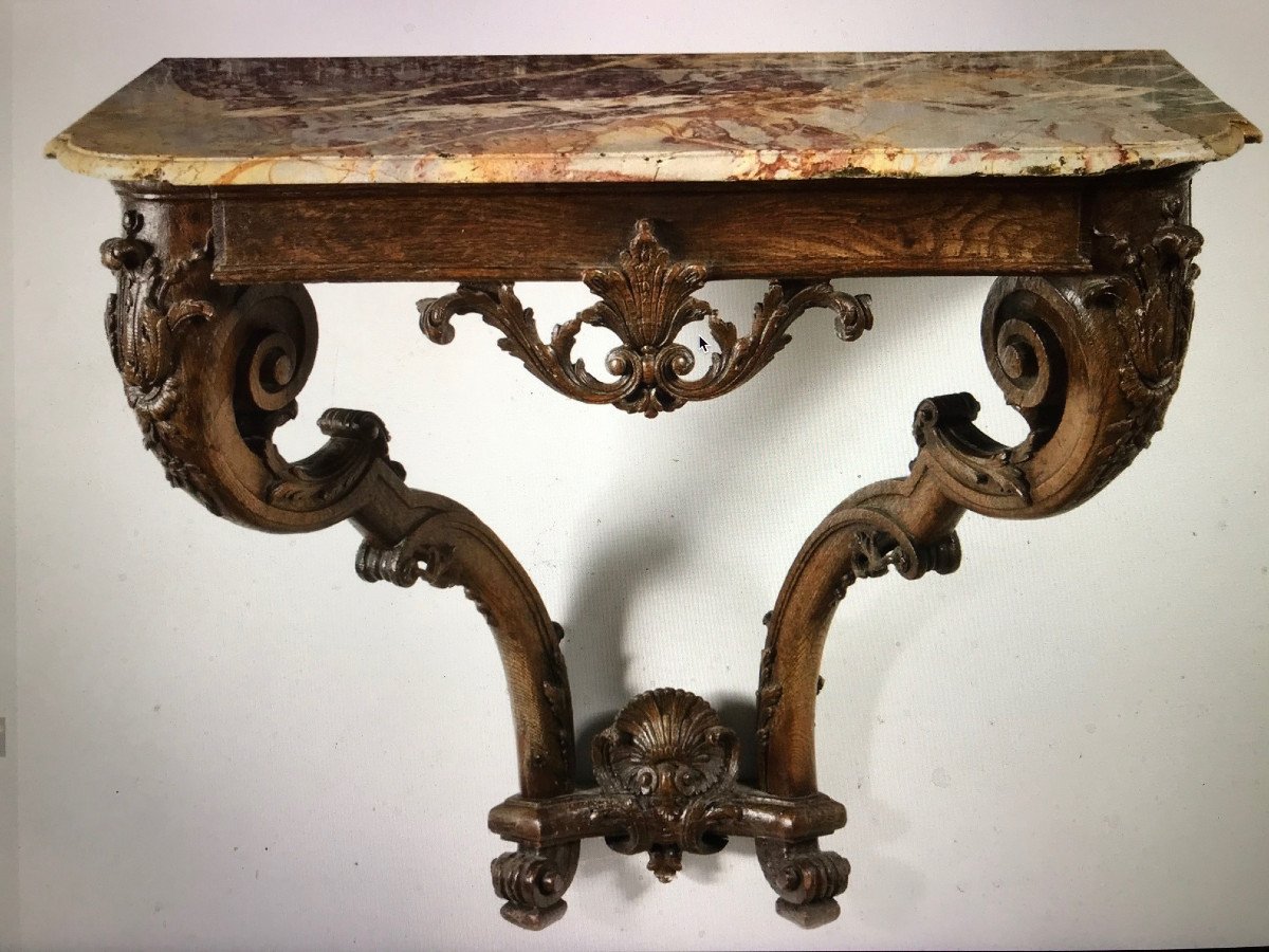 Console d'applique En Chêne Sculpté d'époque Début Régence XVIIIe