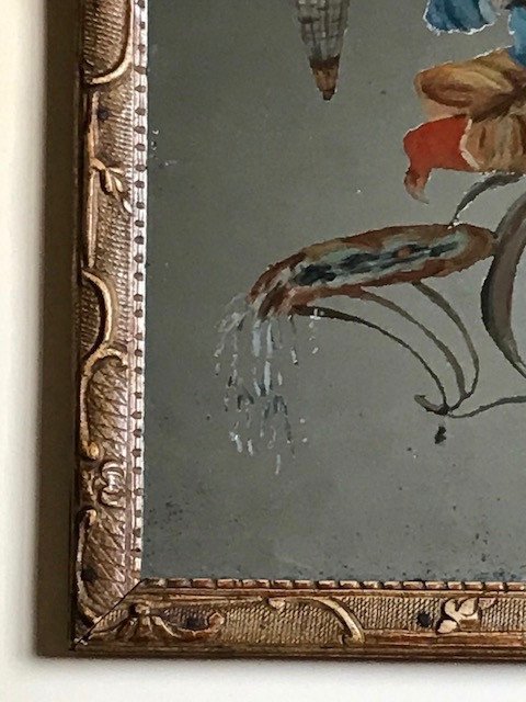 Fixé Sous-miroir Au Chinois Epoque Régence XVIIIe-photo-4