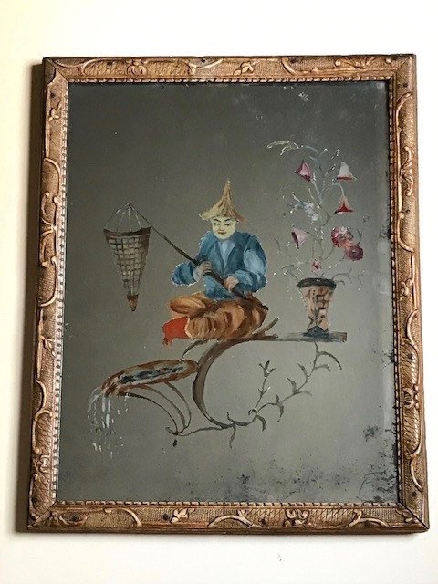Fixé Sous-miroir Au Chinois Epoque Régence XVIIIe