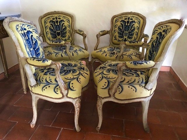 Suite de quatre fauteuils d'époque Louis XV estampillés L.C. Carpentier-photo-3