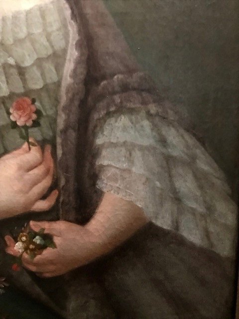 Portrait De Dame De Qualité Identifiée Huile Sur Toile XVIIIe -photo-1