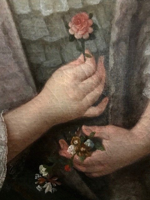 Portrait De Dame De Qualité Identifiée Huile Sur Toile XVIIIe -photo-2
