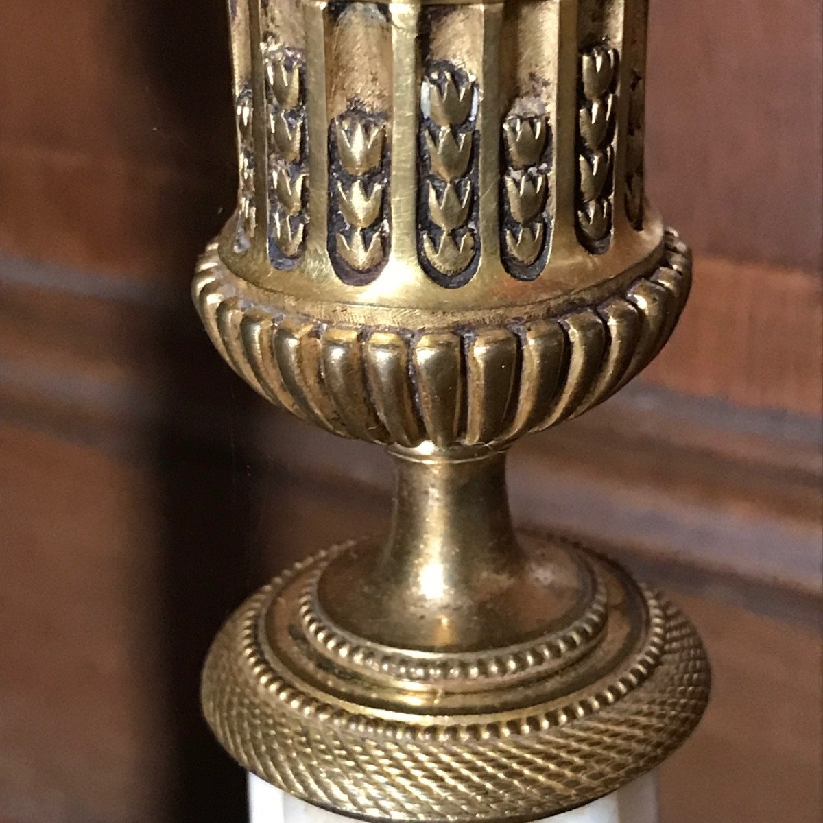 Pair Of Candlesticks Marble And Gilt Bronze Late 18th-photo-7