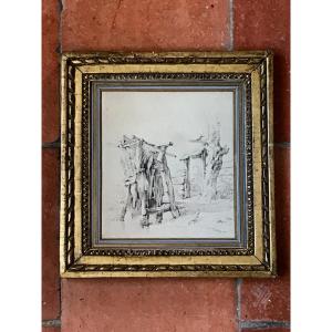 18th Century Framed Drawing By Charles Eschard