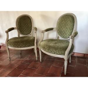 Pair Of Louis 16 Period Armchairs 18th