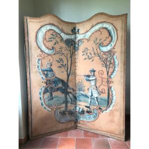 Screen Provence Louis 15 Period Painted Canvas 18th