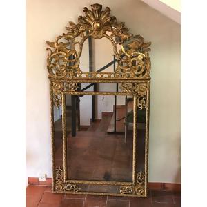 Large Gilded Wood Mirror Louis 14 Early Regence Period 18th