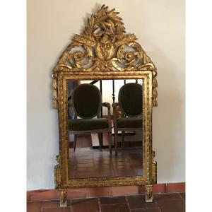 Grand Miroir Bois Doré époque Louis XVI Fin XVIIIe