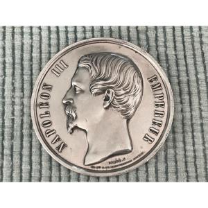 Rare Large Medal In Solid Silver Hotel Dieu De Nantes 1856 Napoleon III