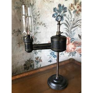 19th Century Painted Sheet Quinquet Lamp