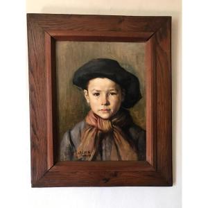 Portrait Of A Schoolboy Child Signed And Dated 1909