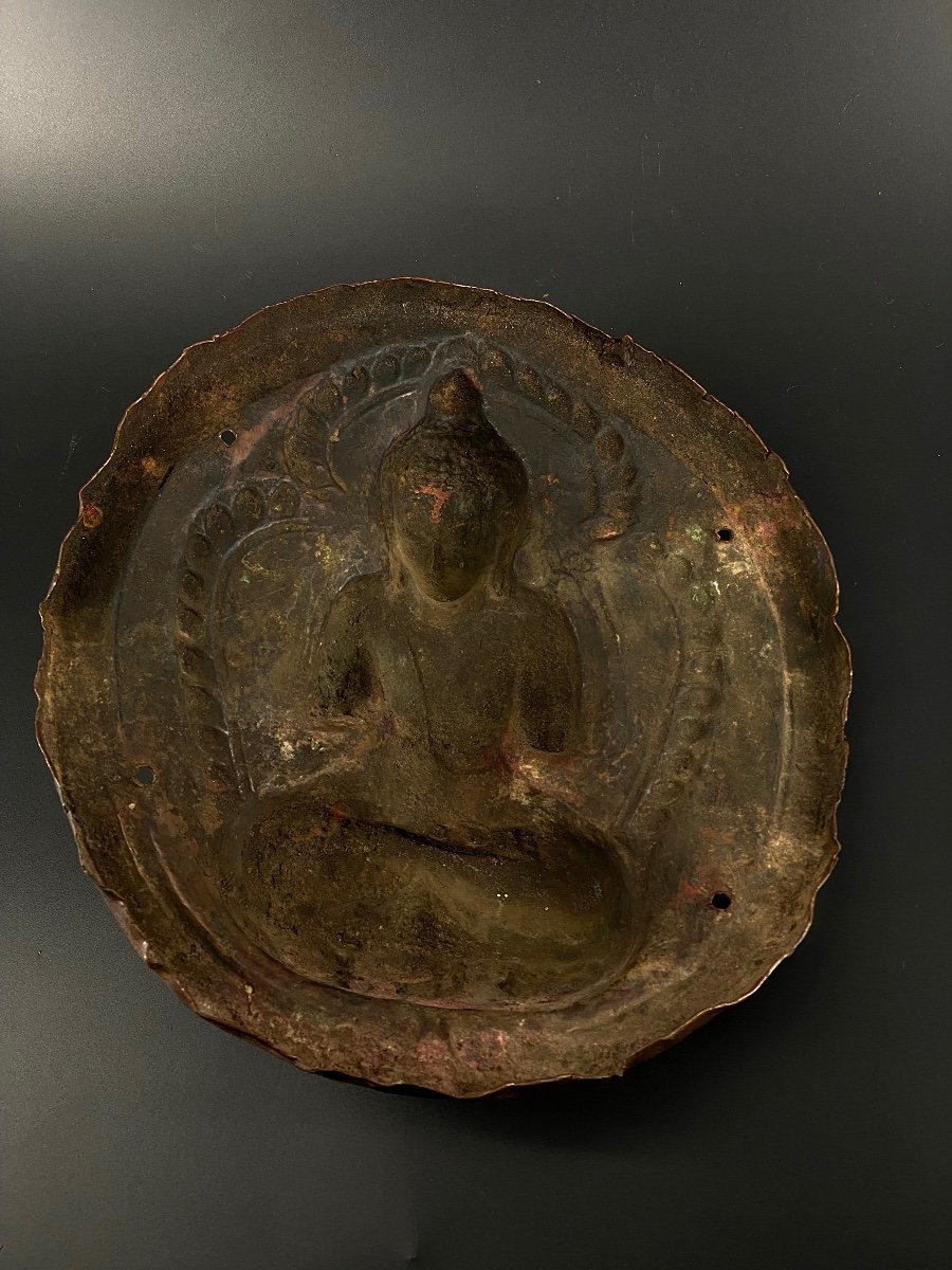 Buddha In Repoussé, Gilding, Nepal, 18th Century-photo-5