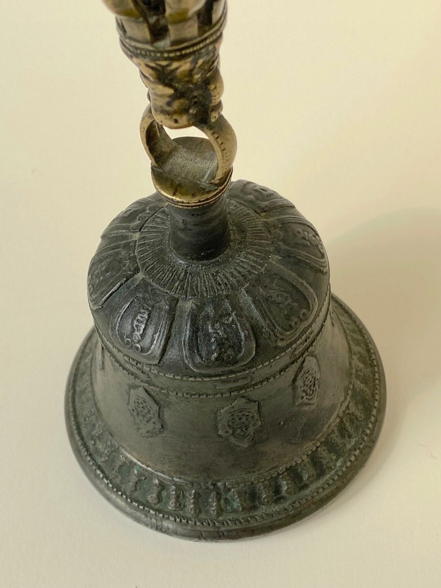 Cloche tibétaine, 19 cm, circa XIX ème,-photo-4