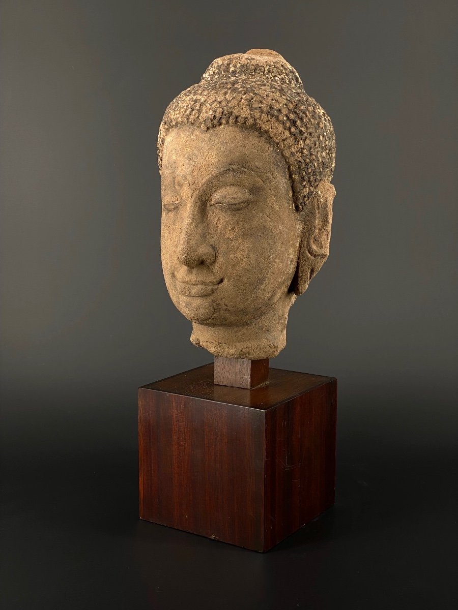 Sandstone Buddha Head, Ayutthaya, 15/16th C.-photo-2