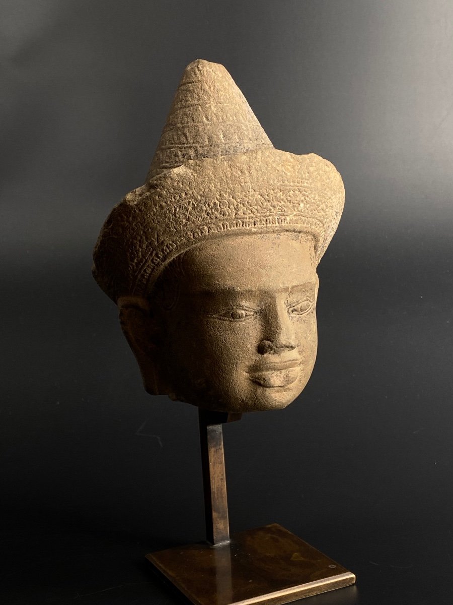 Vishnu Head, Khmer, 11th Century-photo-3