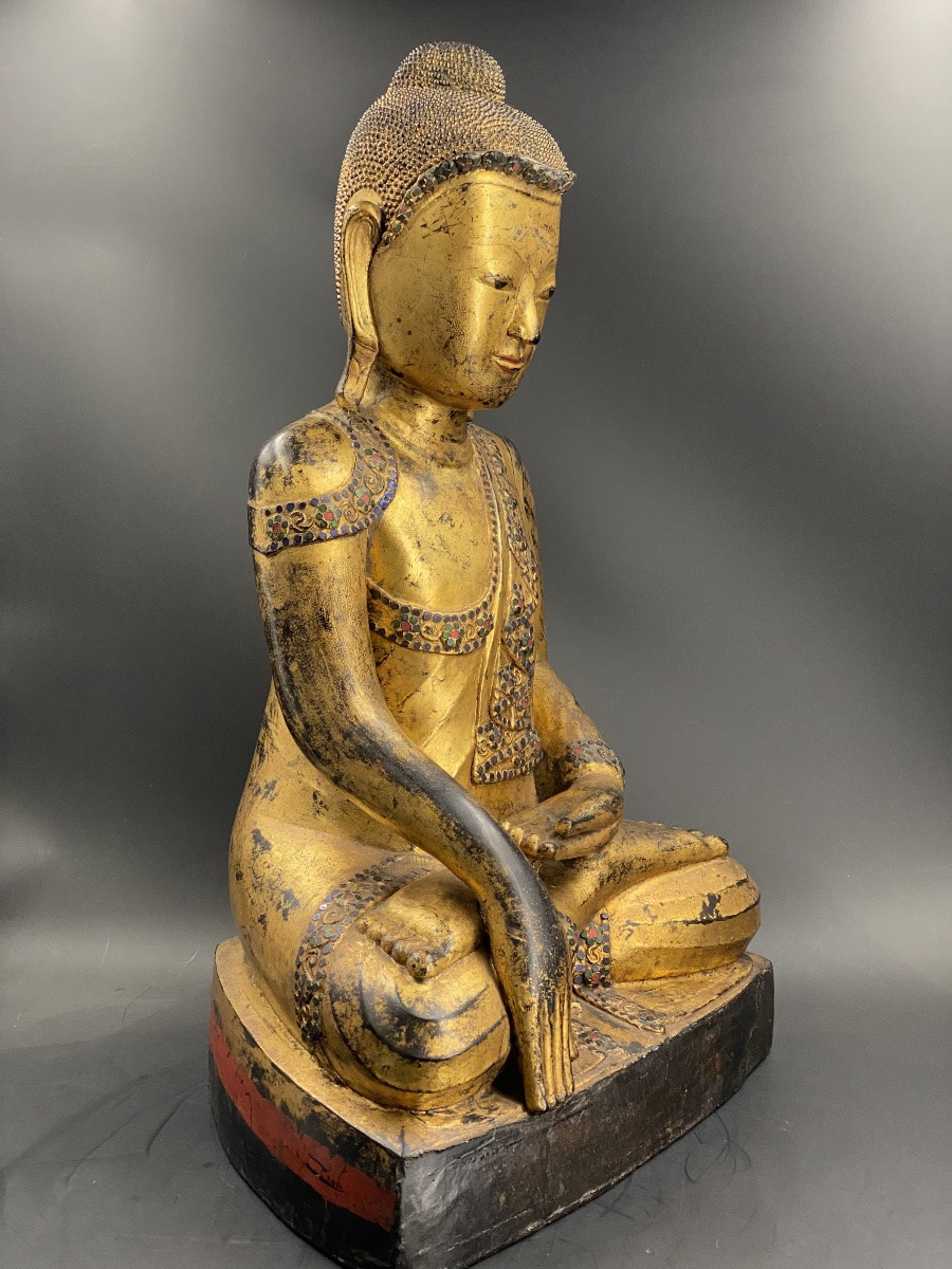 Grand Bouddha en laque sec, Birmanie, XIX ème-photo-4