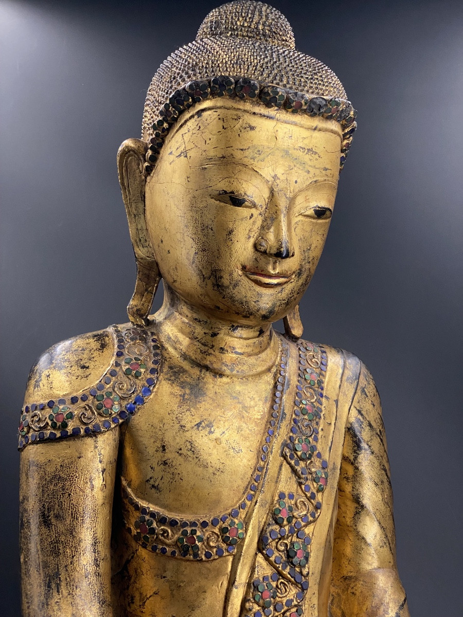 Grand Bouddha en laque sec, Birmanie, XIX ème
