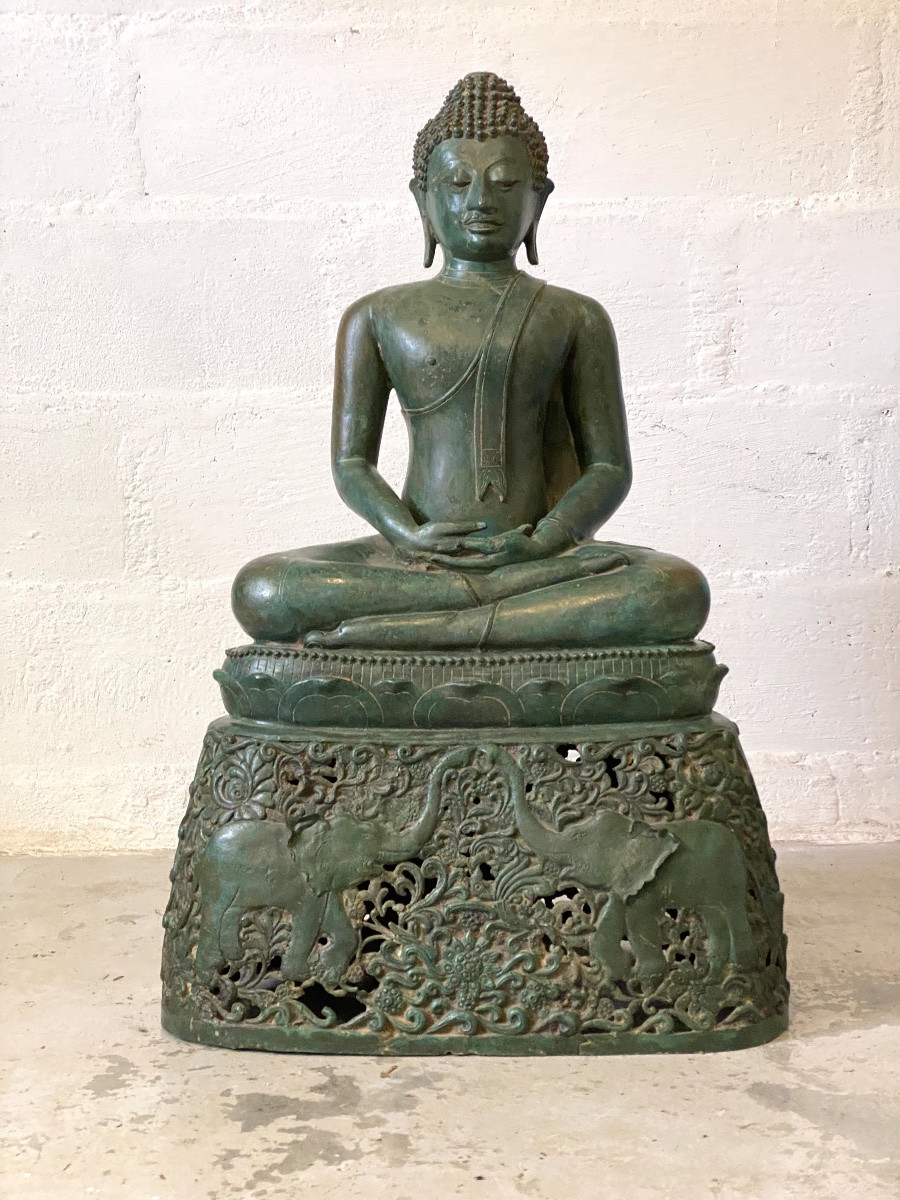 Bouddha en bronze, 81cm, Thailande, circa XIXème-photo-2