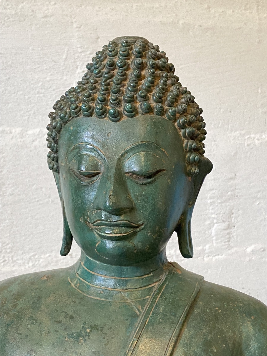 Bouddha en bronze, 81cm, Thailande, circa XIXème-photo-4