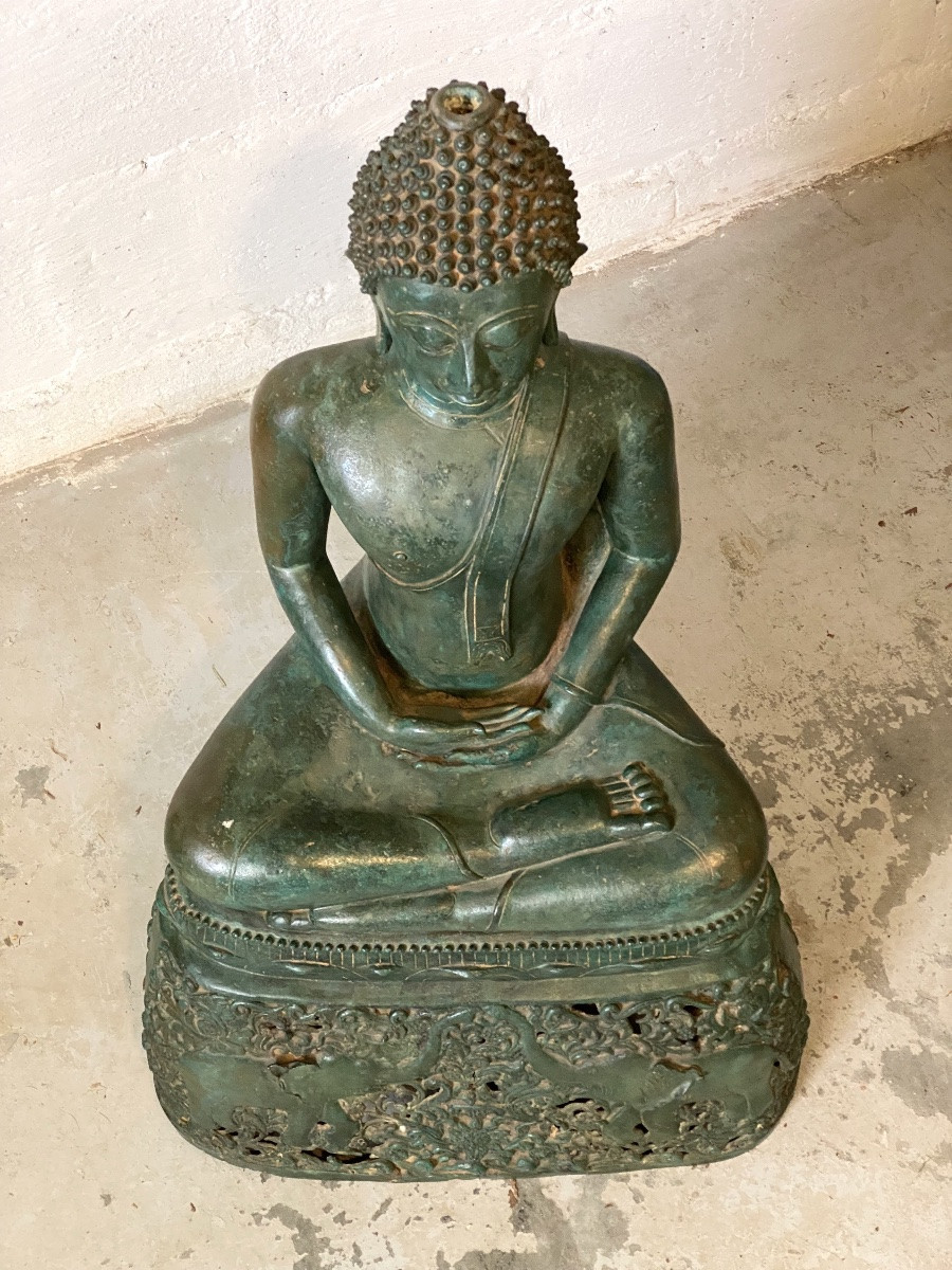 Bouddha en bronze, 81cm, Thailande, circa XIXème-photo-5