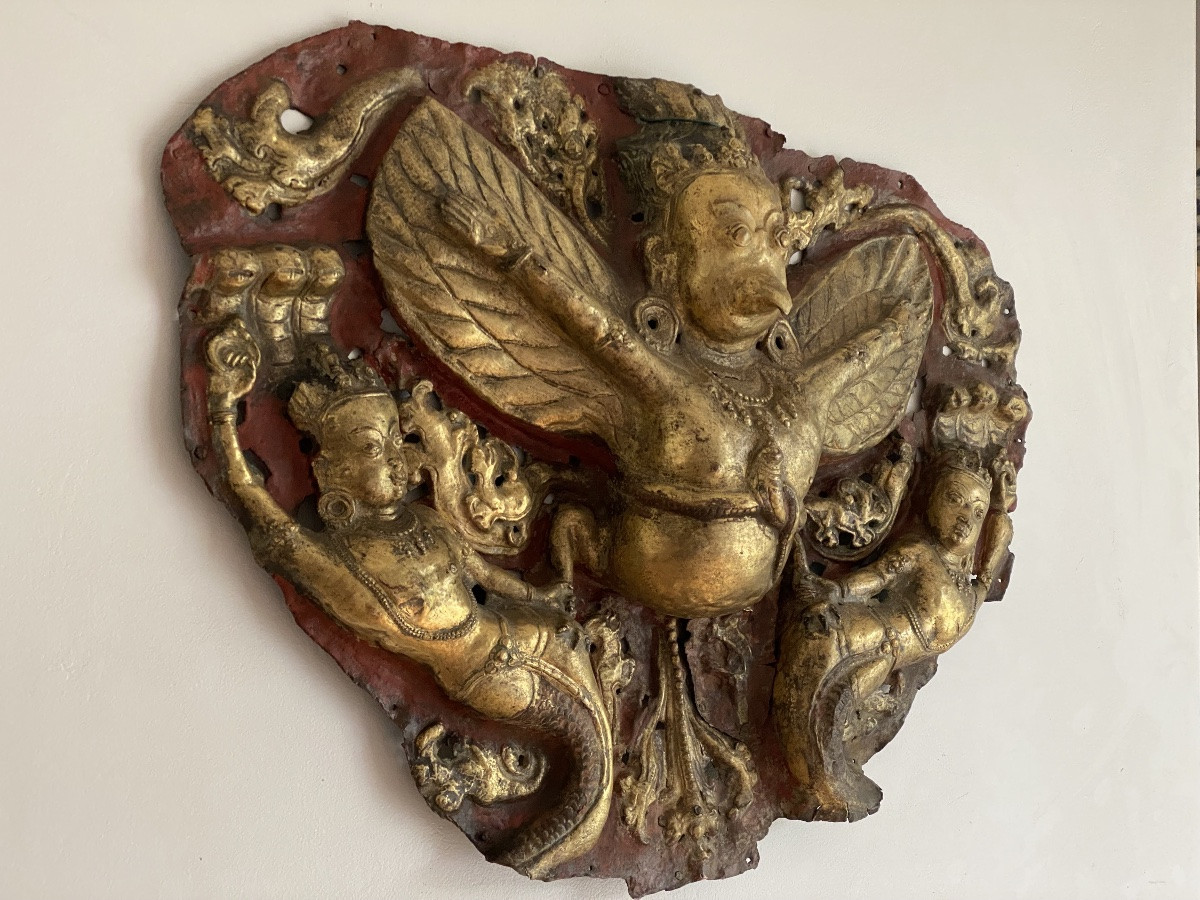 Torana, Gilded Repoussé, Tibet Or Nepal, 17th Century-photo-3