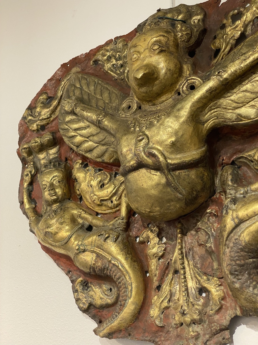 Torana, Gilded Repoussé, Tibet Or Nepal, 17th Century-photo-1