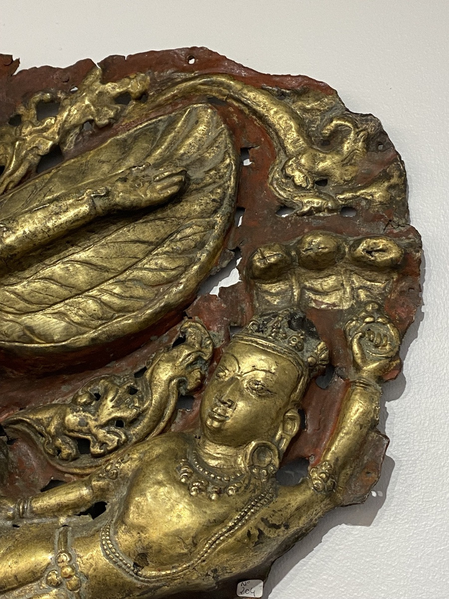 Torana, Gilded Repoussé, Tibet Or Nepal, 17th Century-photo-3