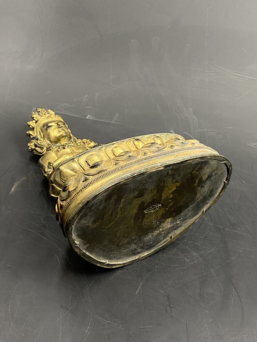 Amitayus, Gilt Bronze, 26.5 Cm, Circa 1900-photo-5