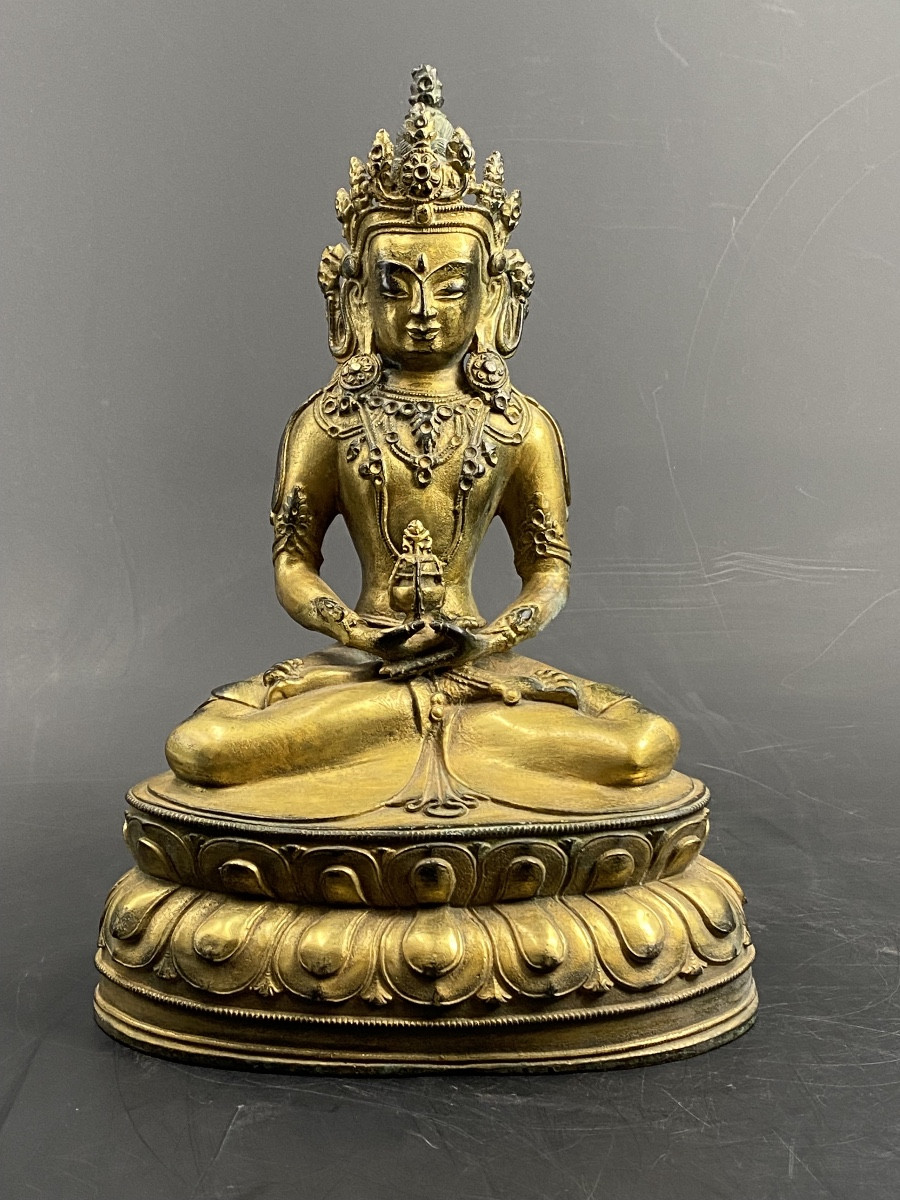 Amitayus, Gilt Bronze, 26.5 Cm, Circa 1900