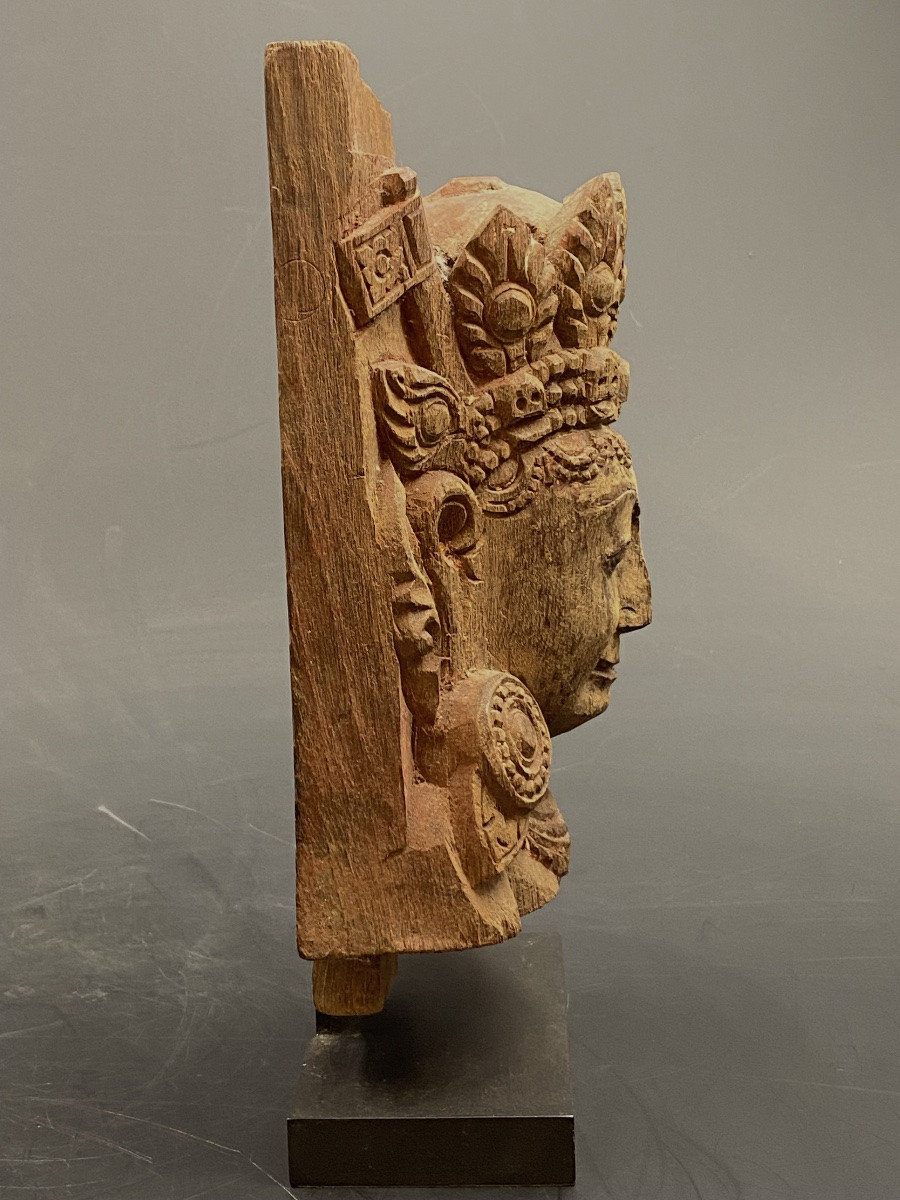 Bust Of Bhairava, Wood, Nepal, 17th Century-photo-4