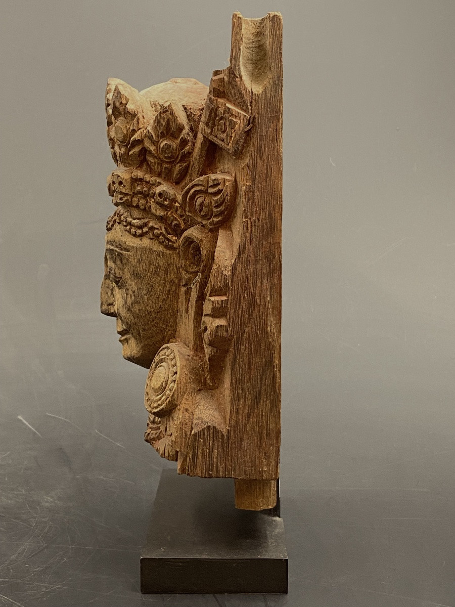 Bust Of Bhairava, Wood, Nepal, 17th Century-photo-1