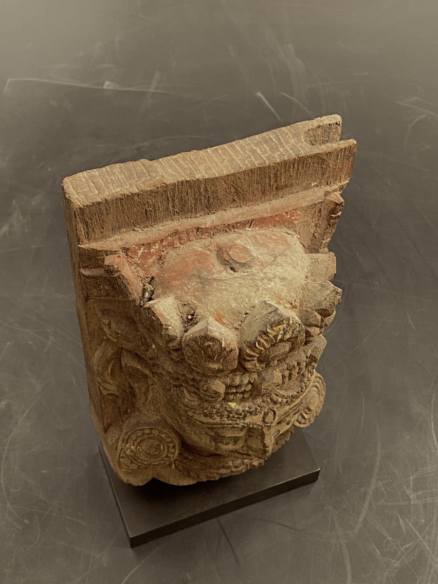 Bust Of Bhairava, Wood, Nepal, 17th Century-photo-2
