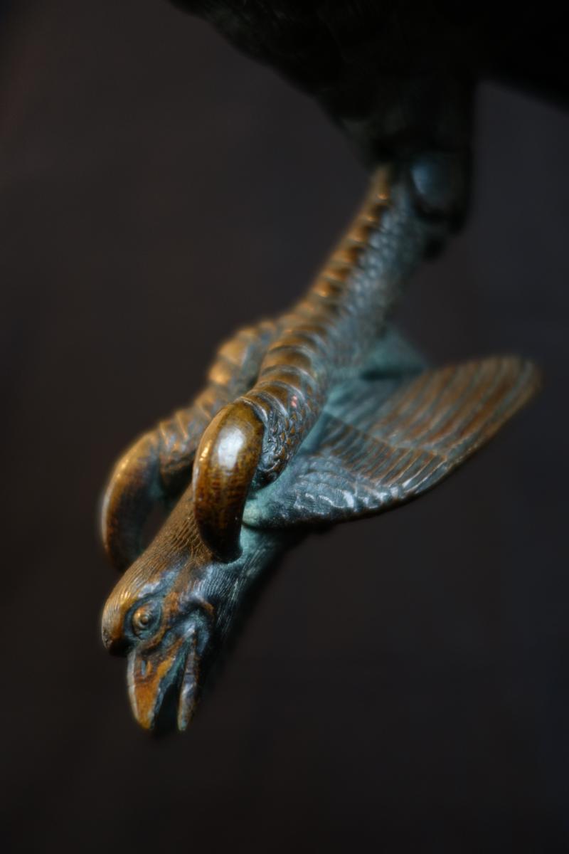 Bronze Eagle, Meije Period, Japan XIX Th Century-photo-3