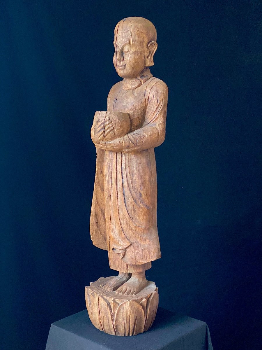 Monk, Teak, 78 Cm, Burma, XIXth-photo-1