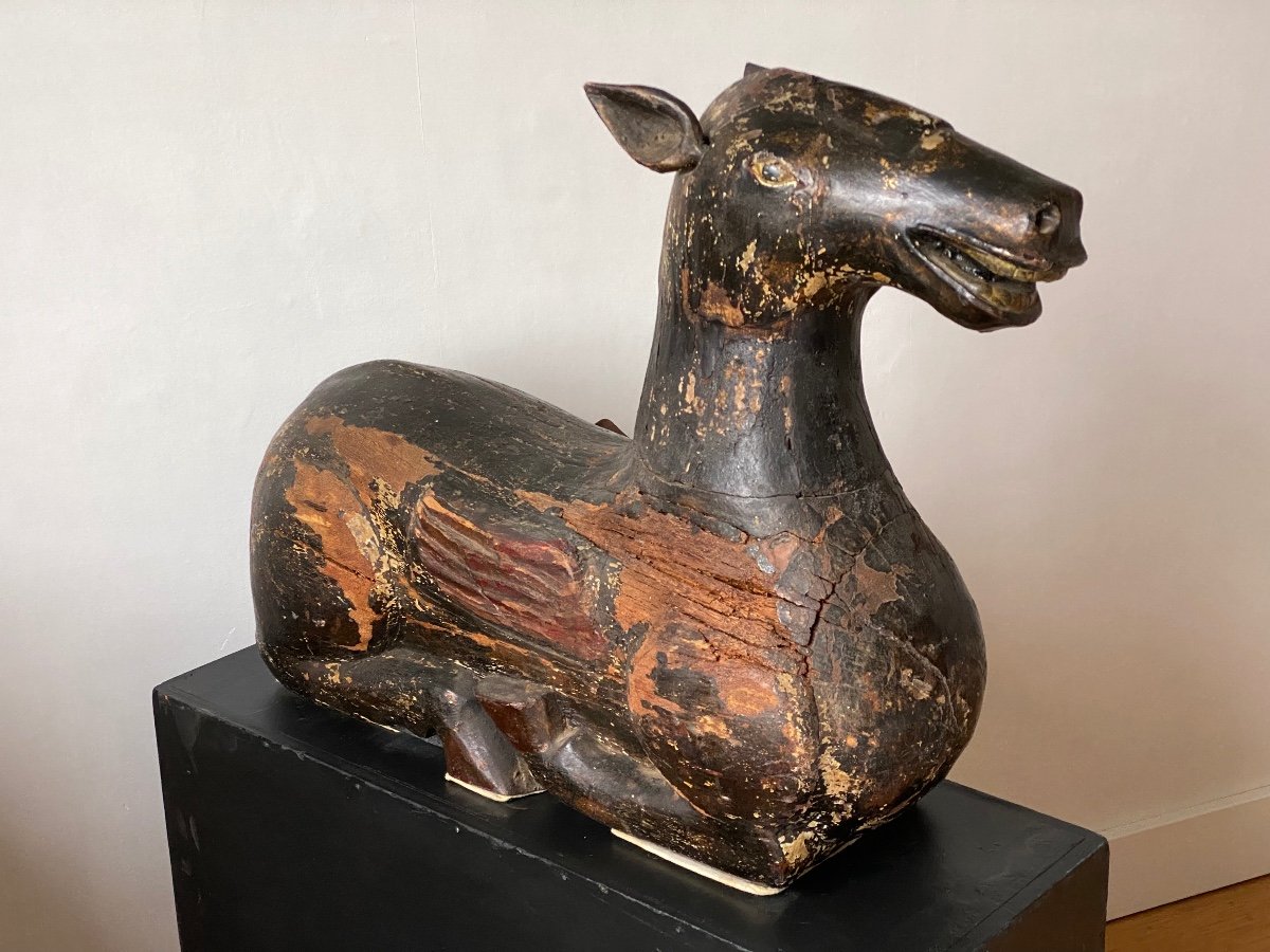 Cheval couché, style Han, 18/19ème-photo-2