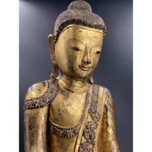 Grand Bouddha en laque sec, Birmanie, XIX ème