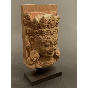Bust Of Bhairava, Wood, Nepal, 17th Century