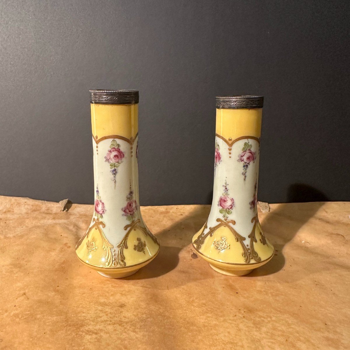 Pair Of 19th Century Porcelain Vases With Marks On The Base