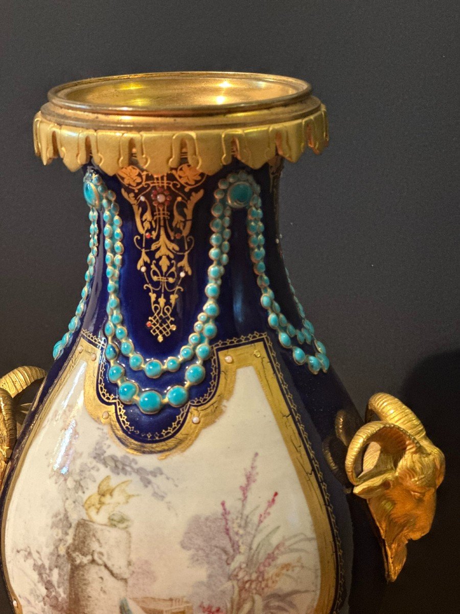 Magnificent Porcelain And Bronze Vase. Napoleon III Period-photo-4