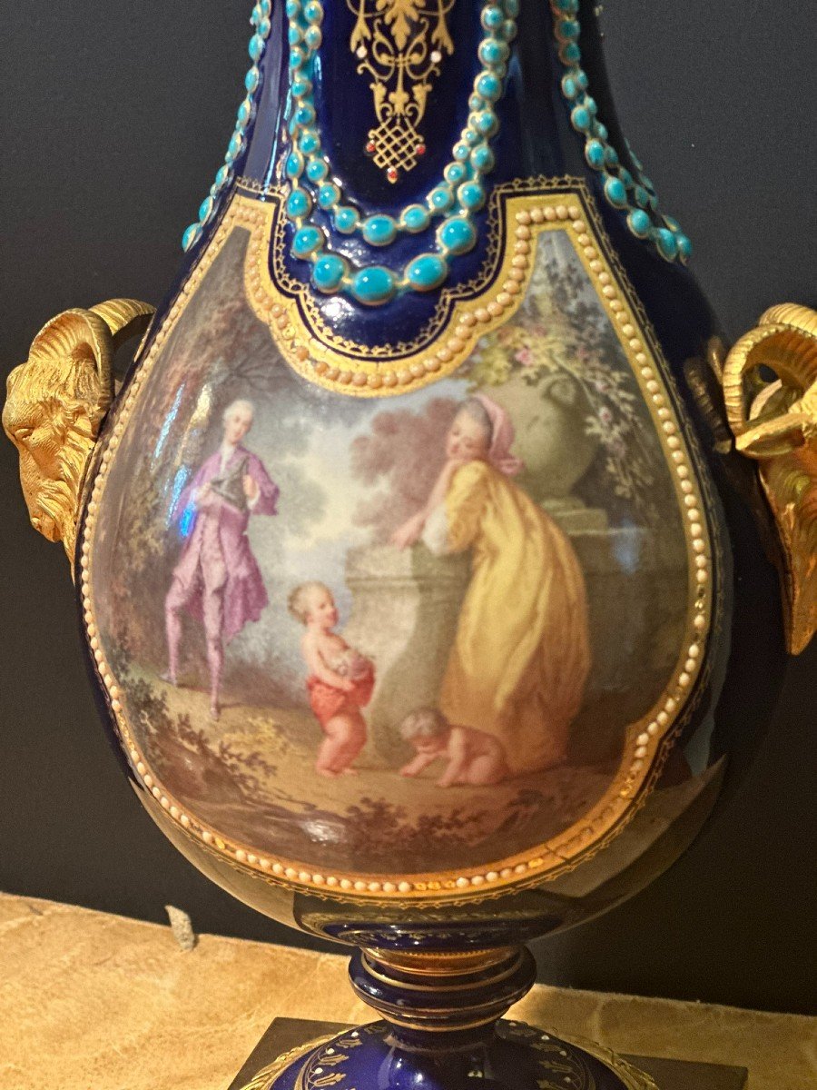 Magnificent Porcelain And Bronze Vase. Napoleon III Period-photo-3