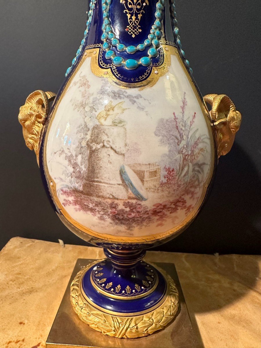 Magnificent Porcelain And Bronze Vase. Napoleon III Period-photo-4