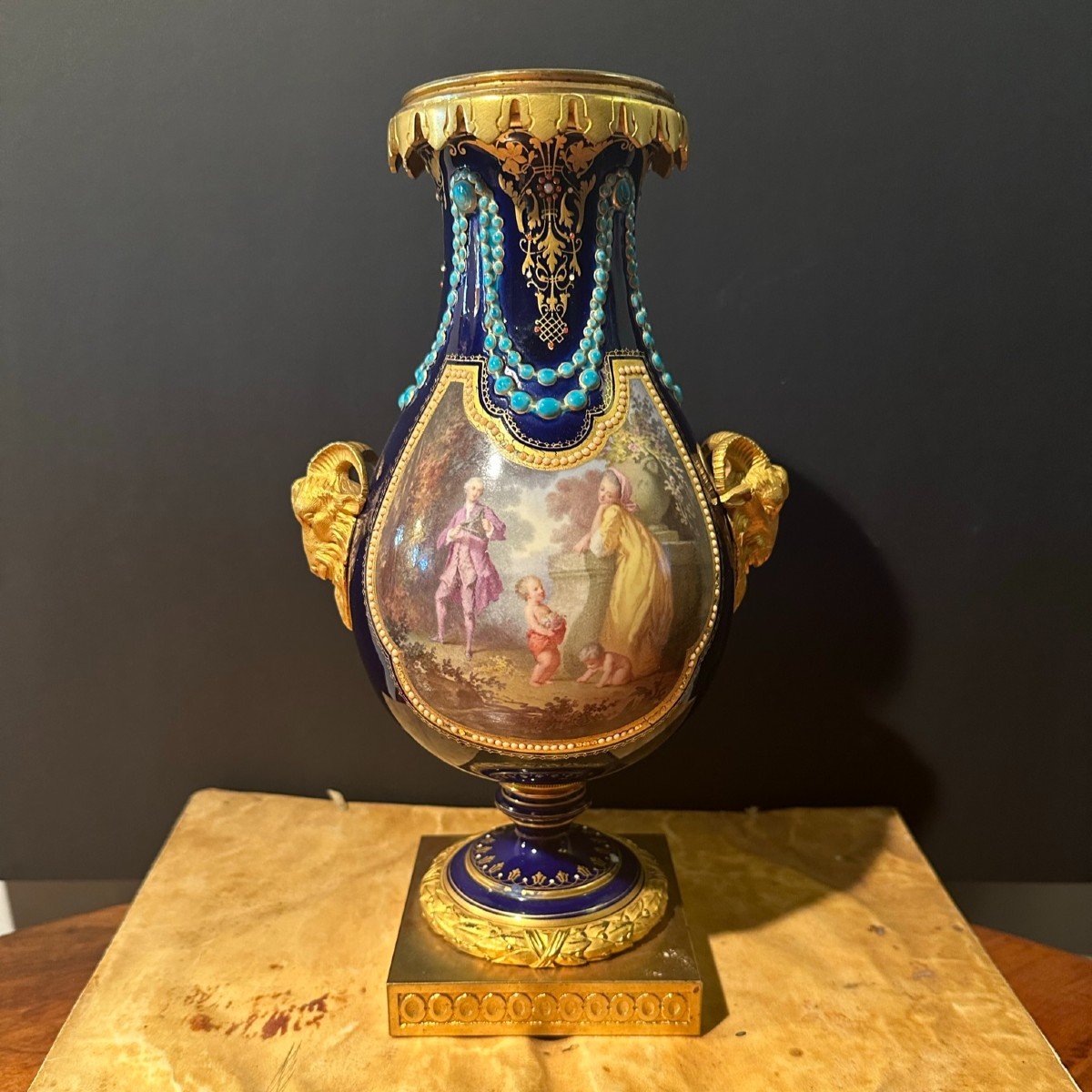 Magnificent Porcelain And Bronze Vase. Napoleon III Period