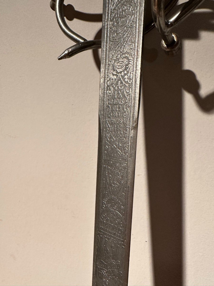 Belle épée De Tolède Du 20ème Siècle. Inscrit Sur La Lame "colada Del Cid".-photo-1